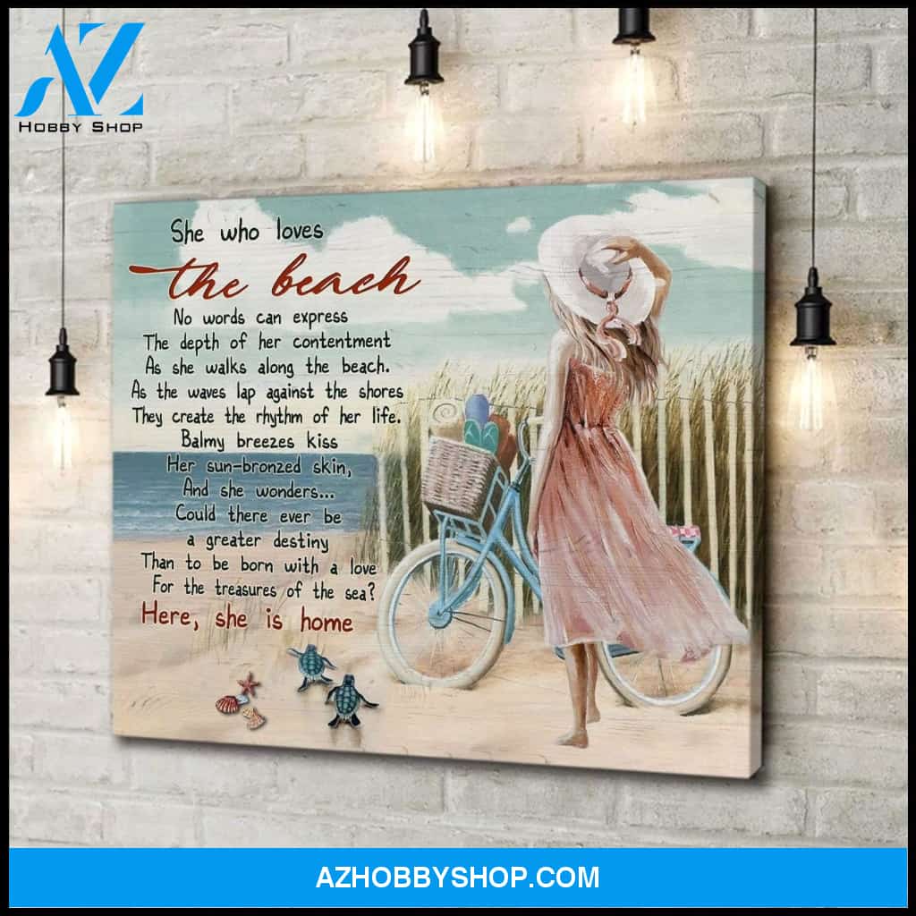 She Who Loves The Beach Turtle Wall Art Canvas