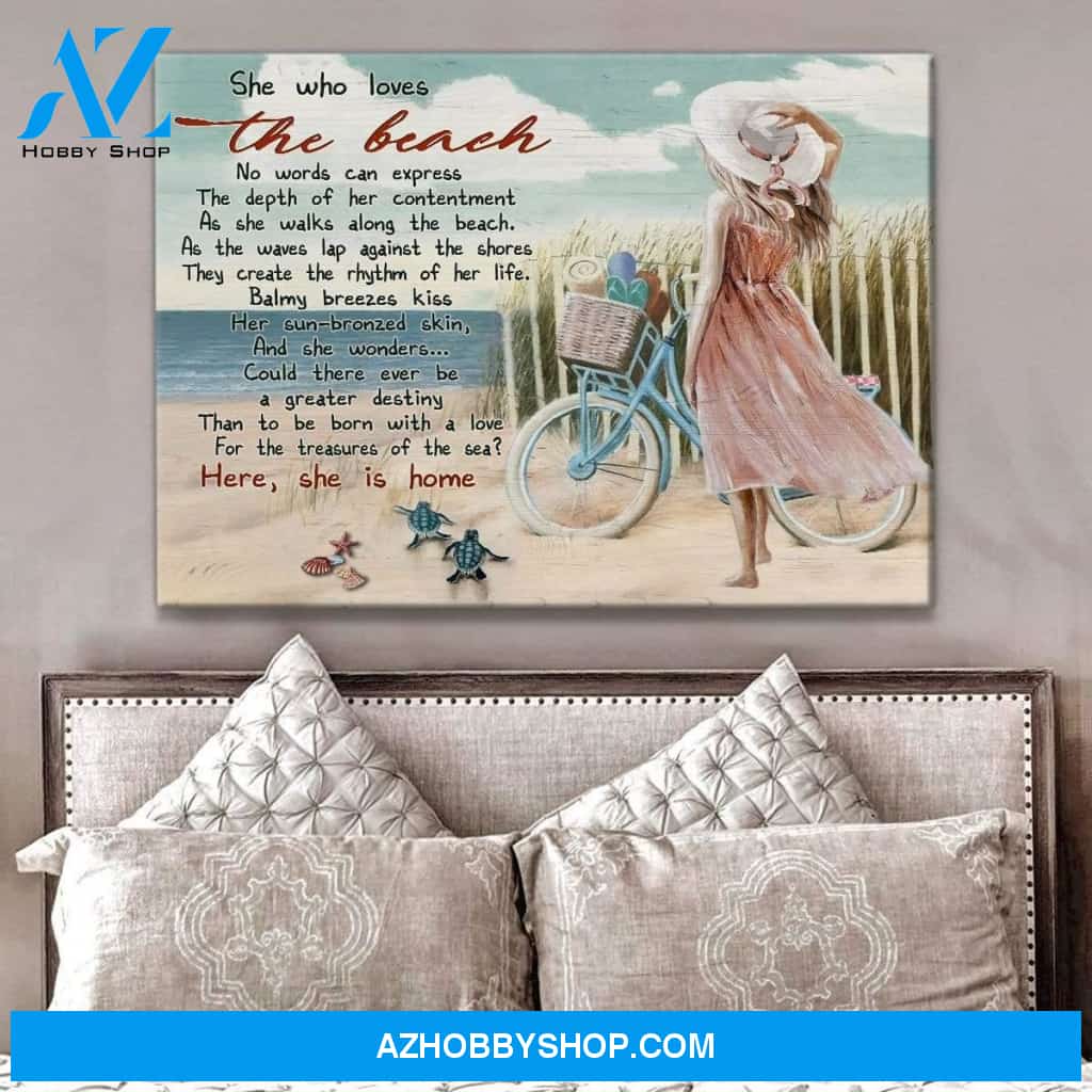 She Who Loves The Beach Turtle Wall Art Canvas
