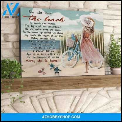 She Who Loves The Beach Turtle Wall Art Canvas