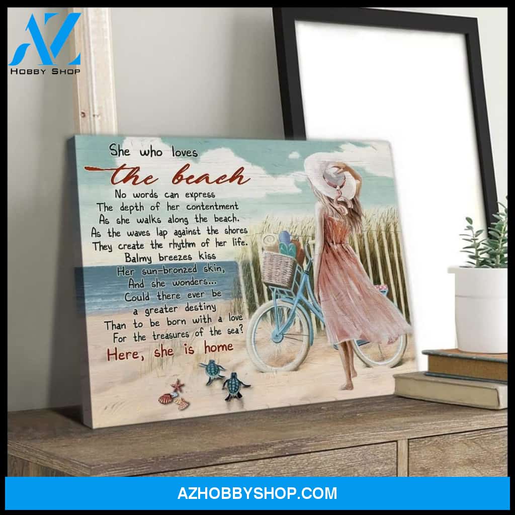 She Who Loves The Beach Turtle Wall Art Canvas