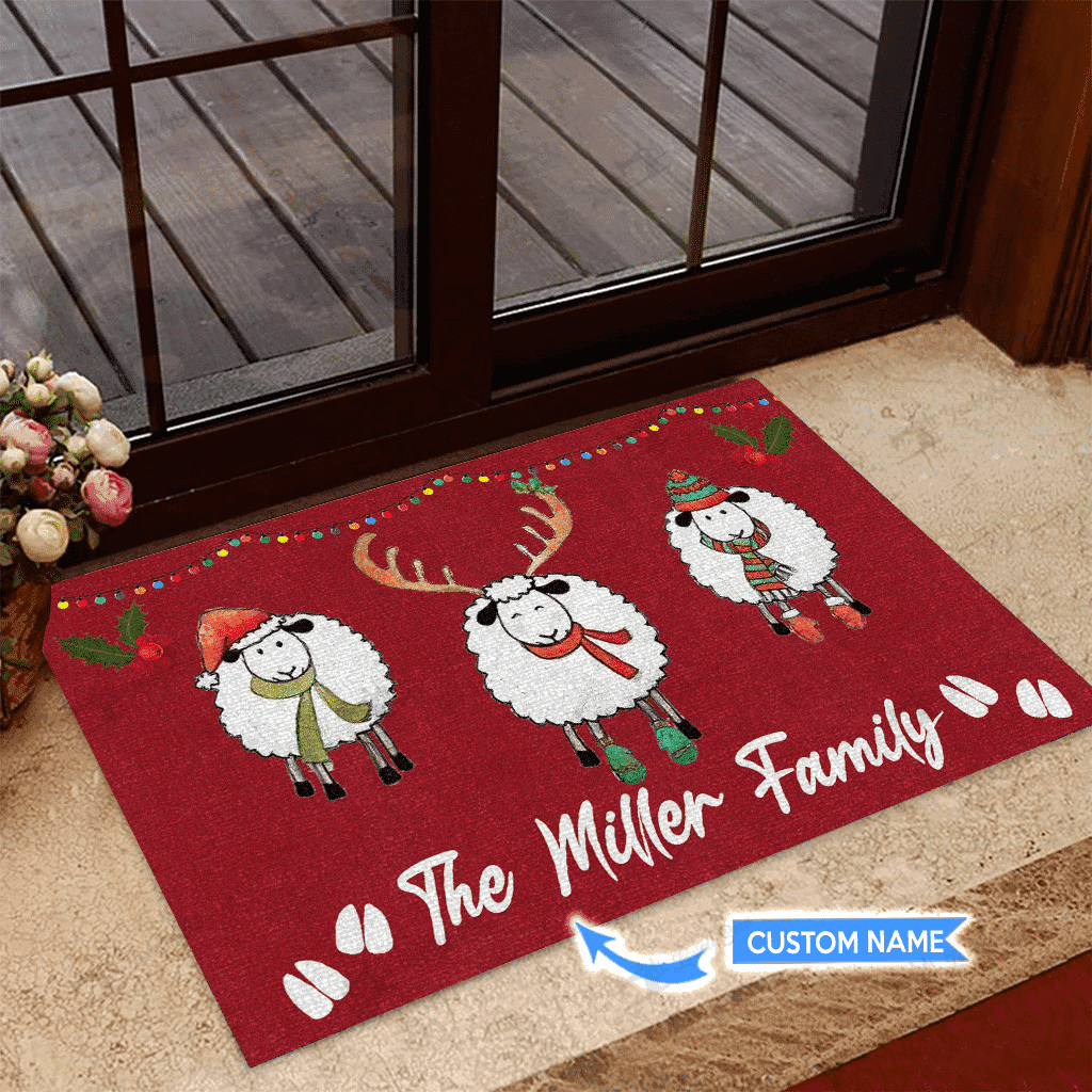 Sheep Personalized Custom Name Doormat Welcome Mat