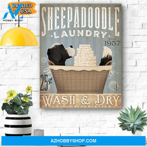 Sheepadoodle Dog Canvas Prints Wall Art - Matte Canvas
