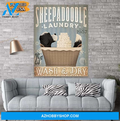 Sheepadoodle Dog Canvas Prints Wall Art - Matte Canvas