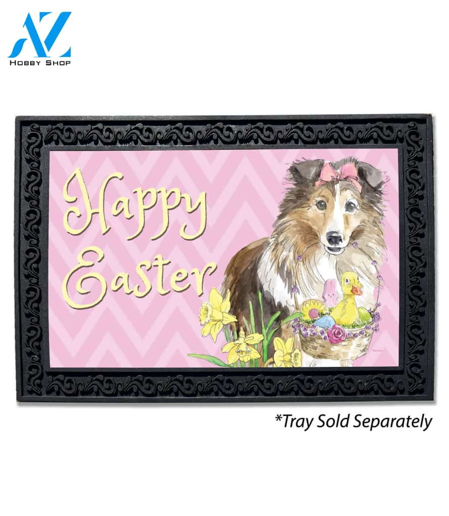 Sheltie Easter Basket Doormat - 18" x 30"