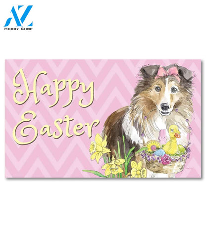 Sheltie Easter Basket Doormat - 18" x 30"