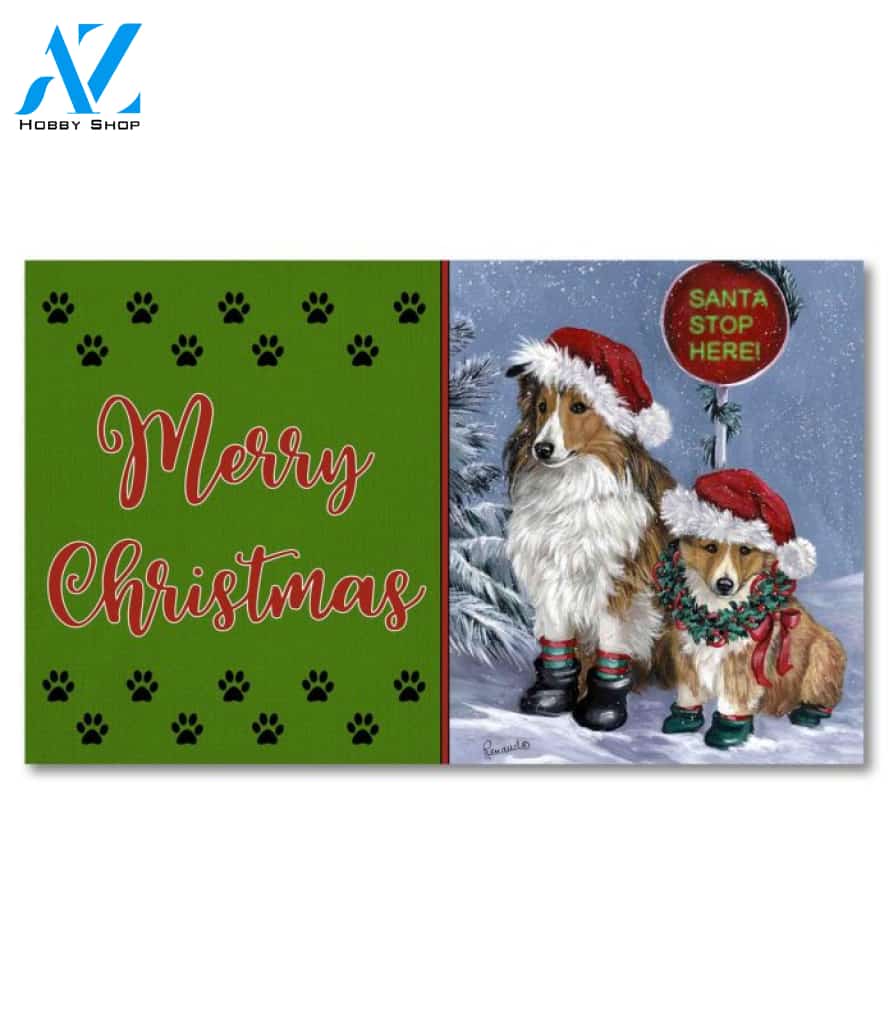 Shetland Sheepdog Christmas Doormat - 18" x 30"