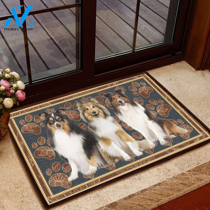 Shetland Sheepdog Flower Paw - Dog Doormat | Welcome Mat | House Warming Gift