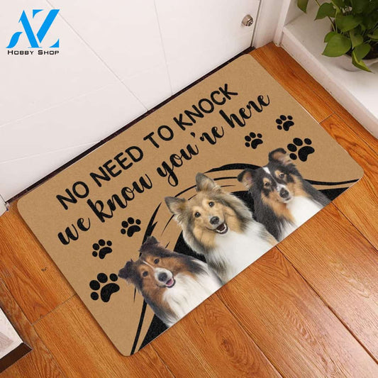 Shetland Sheepdog No Need To Knock - Dog Doormat Welcome Mat House Warming Gift Home Decor Gift for Dog Lovers Funny Doormat Gift Idea