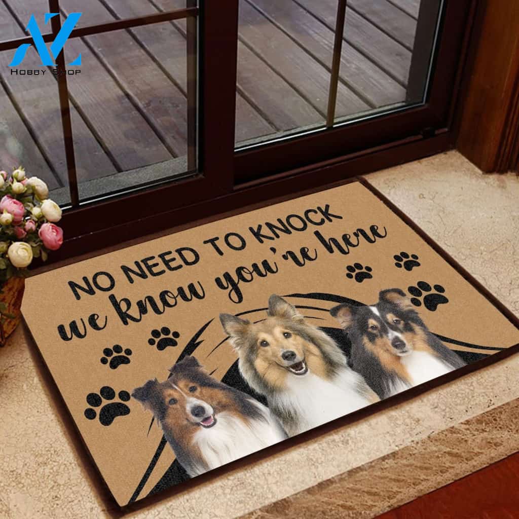 Shetland Sheepdog No Need To Knock - Dog Doormat Welcome Mat House Warming Gift Home Decor Gift for Dog Lovers Funny Doormat Gift Idea