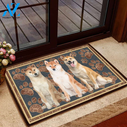 Shiba Inu Flower Paw - Dog Doormat Welcome Mat House Warming Gift Home Decor Gift for Dog Lovers Funny Doormat Gift Idea