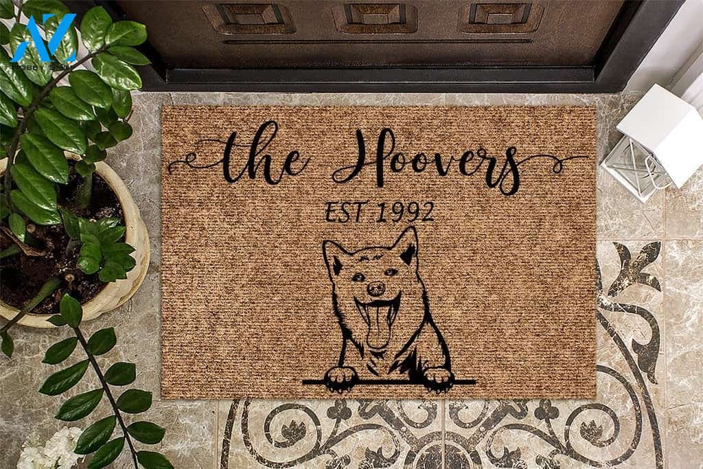 Shiba Inu Funny Dog Custom Name & Year Doormat