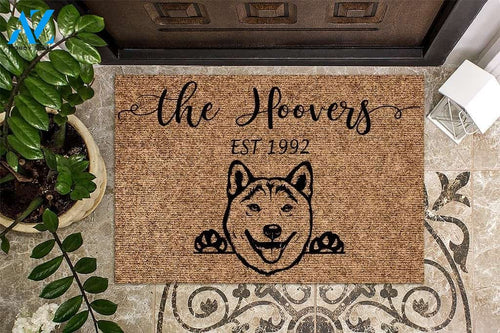 Shiba Inu Funny Dog Custom Name & Year Doormat