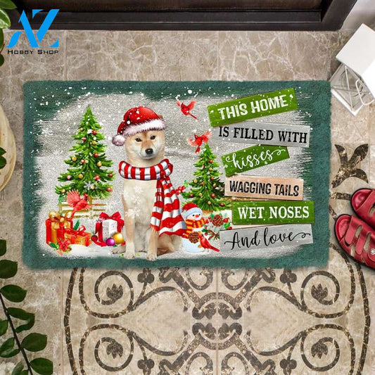 Shiba Inu This Home Is Filled With Kisses Christmas Dog Doormat