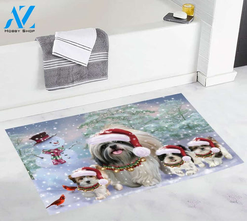 Shih Tzu Christmas Dog Running Doormat