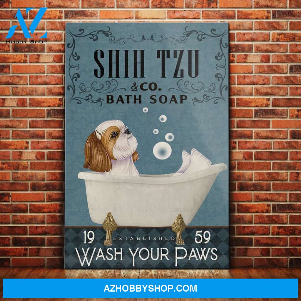 Shih Tzu Dog Bath Soap Company Canvas Wall Art, Wall Decor Visual Art