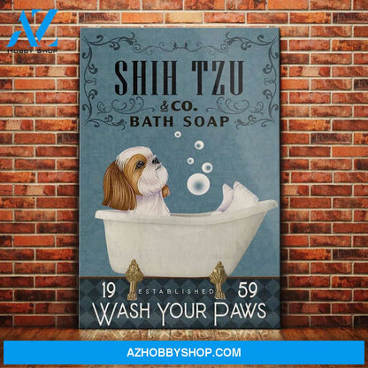 Shih Tzu Dog Bath Soap Company Canvas Wall Art, Wall Decor Visual Art