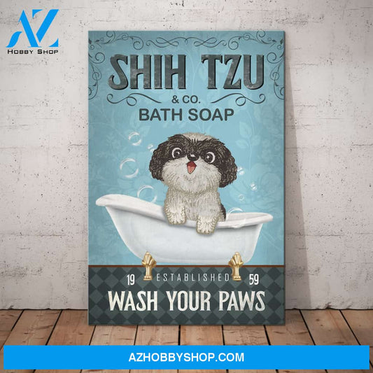 Shih Tzu Dog Bath Soap Company Canvas Wall Art, Wall Decor Visual Art