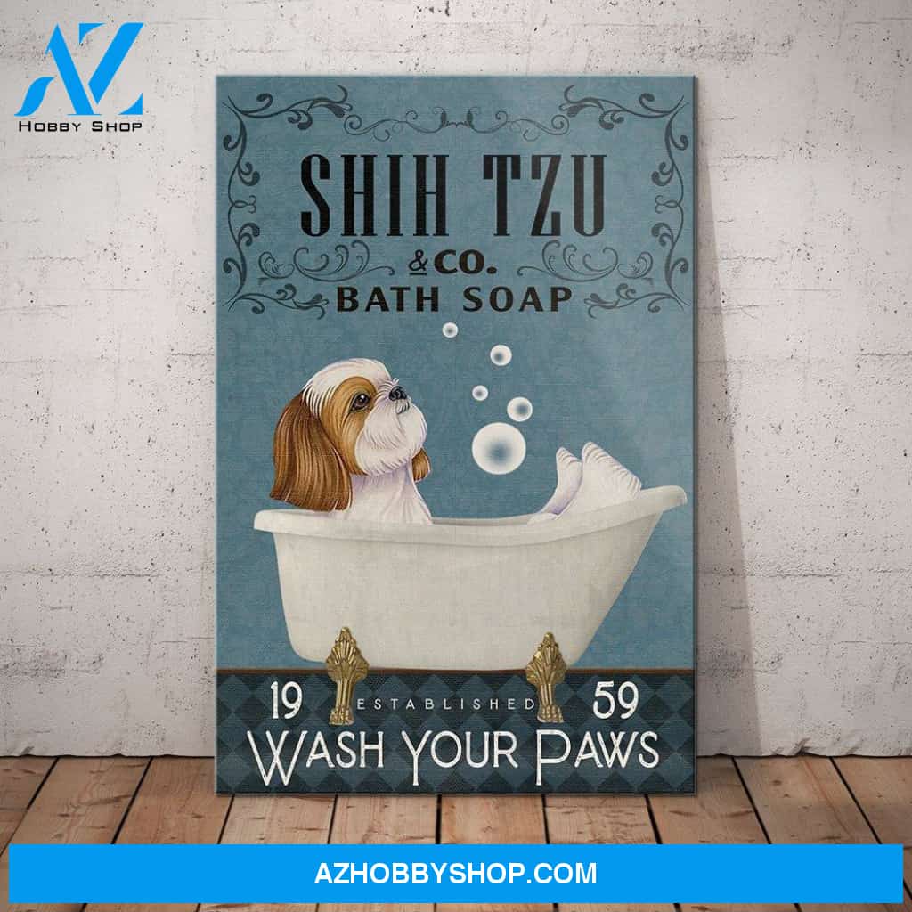 Shih Tzu Dog Bath Soap Company Canvas Wall Art, Wall Decor Visual Art