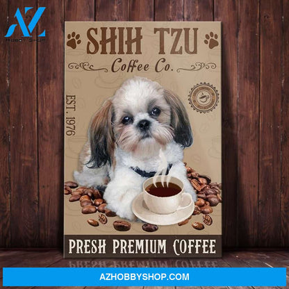 Shih Tzu Dog Coffee Company Canvas Wall Art, Wall Decor Visual Art
