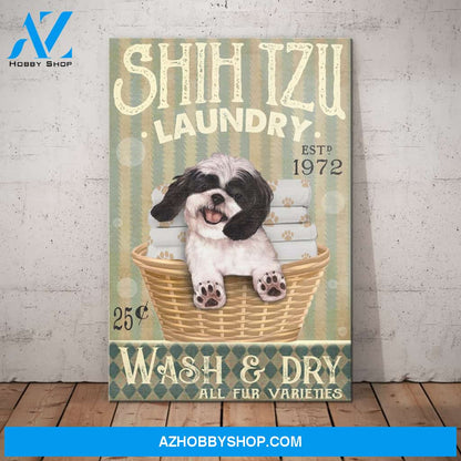 Shih Tzu Dog Laundry Company Canvas Wall Art, Wall Decor Visual Art