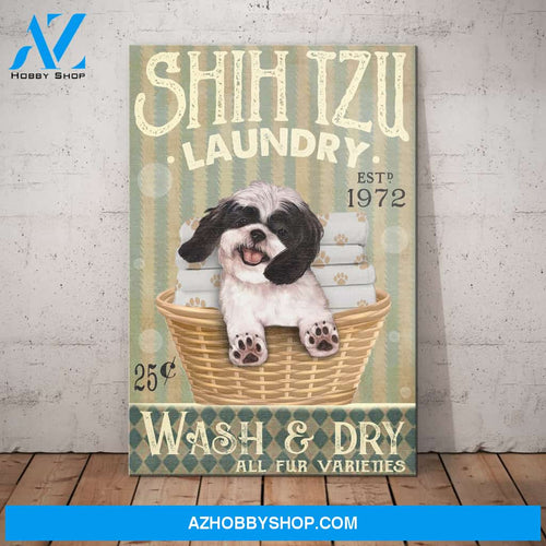 Shih Tzu Dog Laundry Company Canvas Wall Art, Wall Decor Visual Art