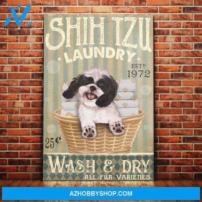 Shih Tzu Dog Laundry Company Canvas Wall Art, Wall Decor Visual Art