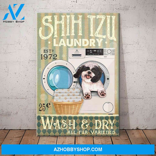 Shih Tzu Dog Laundry Company Canvas Wall Art, Wall Decor Visual Art