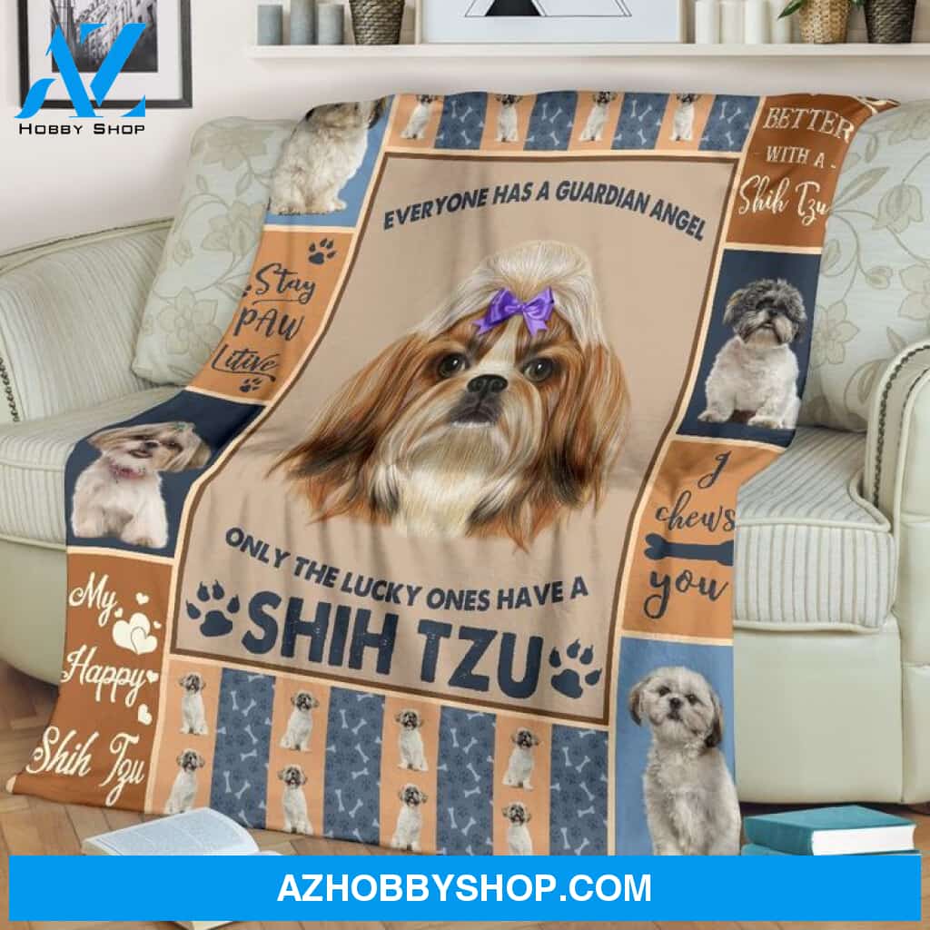 Shih Tzu Everyone Has A Guardian Angel Blanket Gift for Dog Lovers Birthday Gift Home Decor Bedding Couch Sofa Soft and Comfy Cozy