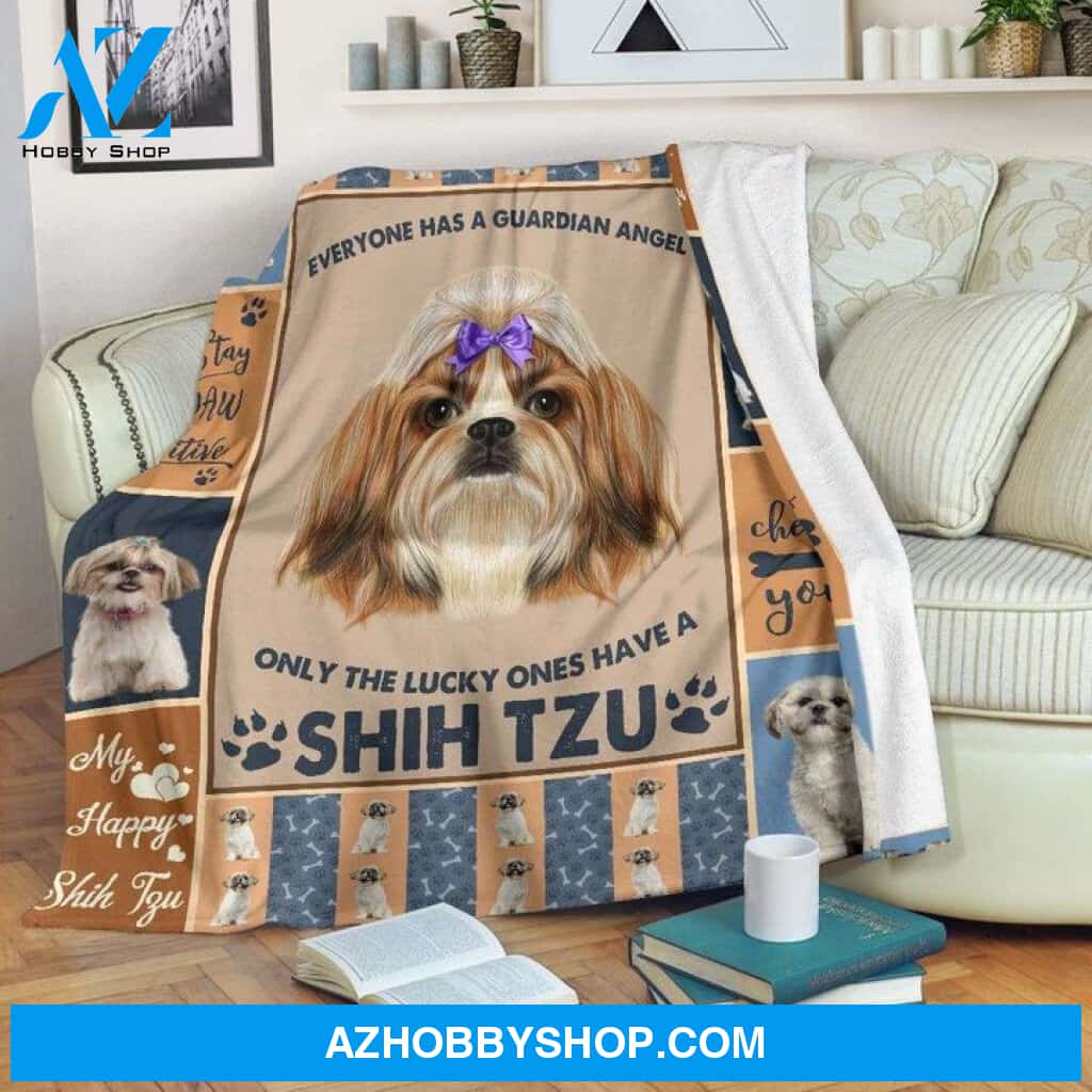 Shih Tzu Everyone Has A Guardian Angel Blanket Gift for Dog Lovers Birthday Gift Home Decor Bedding Couch Sofa Soft and Comfy Cozy