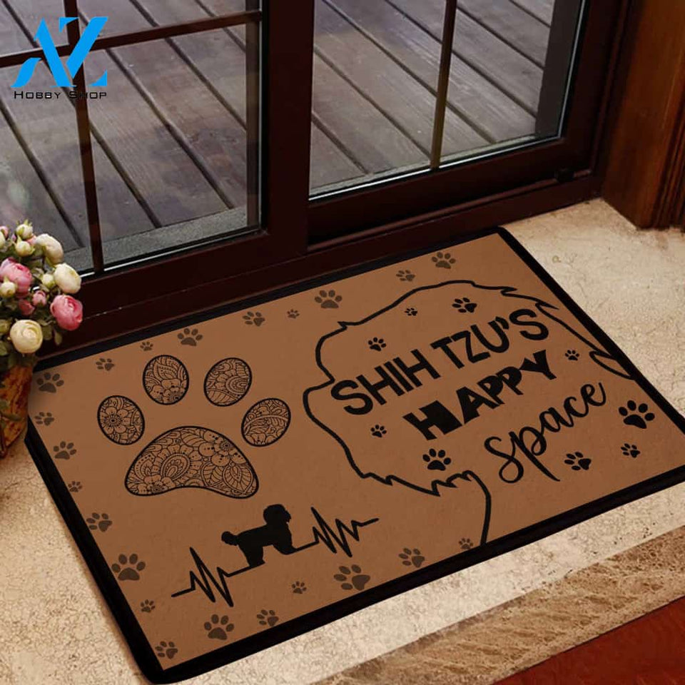 Shih Tzu Happy Space Funny Indoor And Outdoor Doormat Warm House Gift Welcome Mat Funny Birthday Gift For Dog Lovers