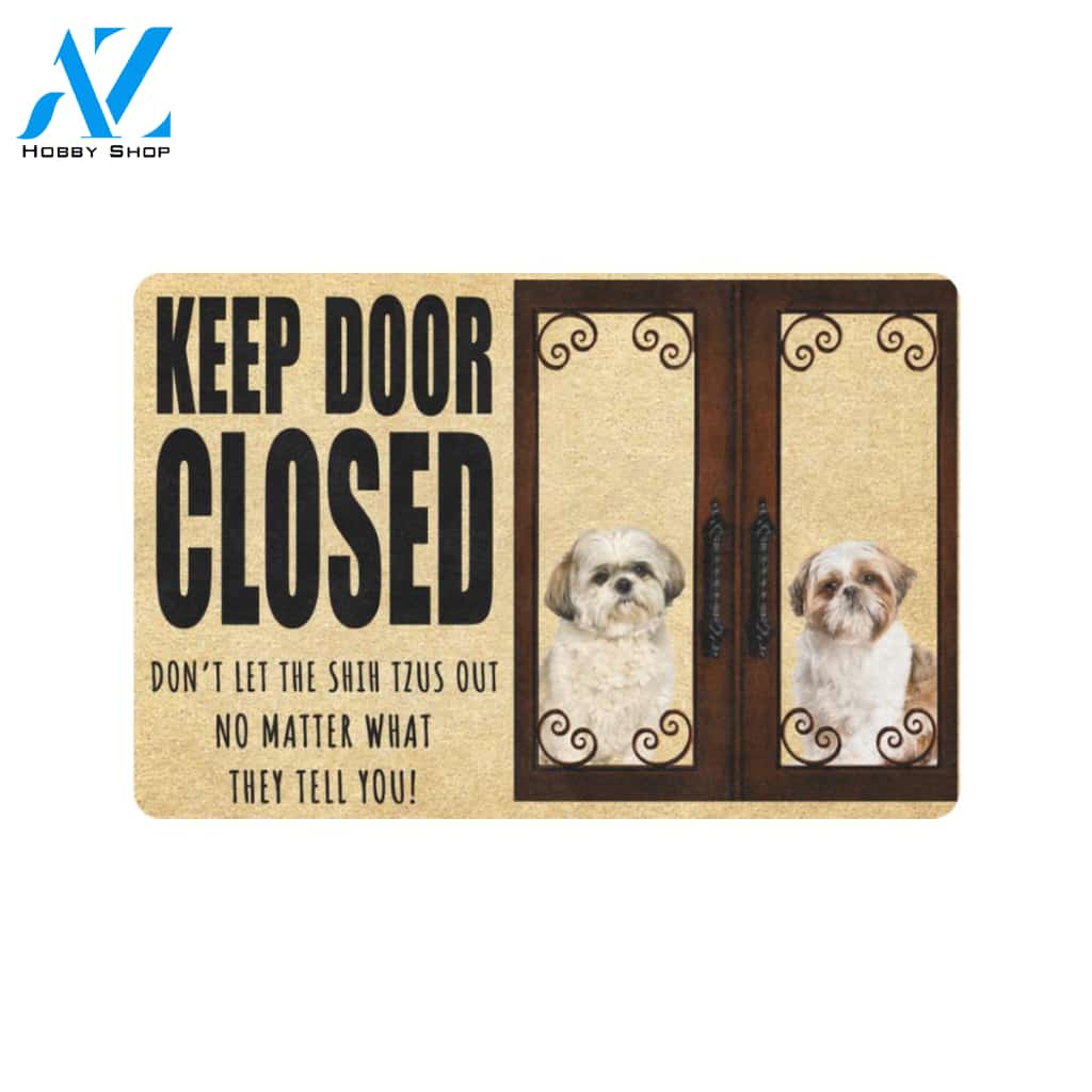 Shih Tzu Keep Door Closed Doormat Indoor And Outdoor Mat Entrance Rug Sweet Home Decor Housewarming Gift Gift For Friend Family Stem Feminist