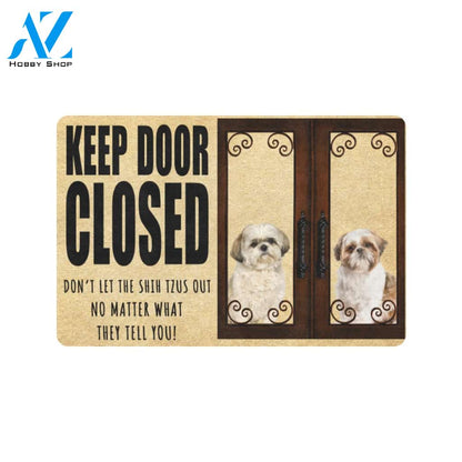 Shih Tzu Keep Door Closed Doormat Indoor And Outdoor Mat Entrance Rug Sweet Home Decor Housewarming Gift Gift For Friend Family Stem Feminist