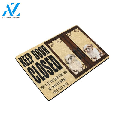 Shih Tzu Keep Door Closed Doormat Indoor And Outdoor Mat Entrance Rug Sweet Home Decor Housewarming Gift Gift For Friend Family Stem Feminist