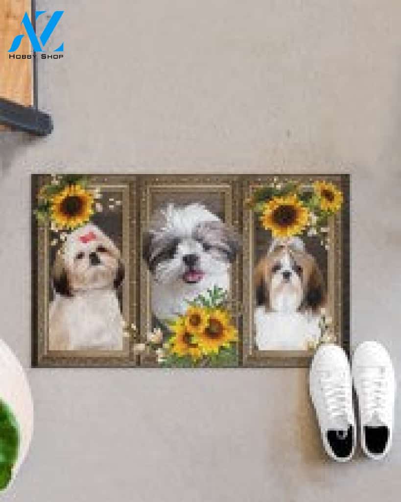 Shih Tzu Lovely Sunflowers Gift For You Doormat