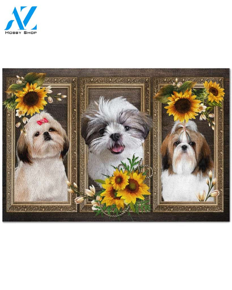 Shih Tzu Lovely sunflowers gift for you Doormat | Welcome Mat | House Warming Gift