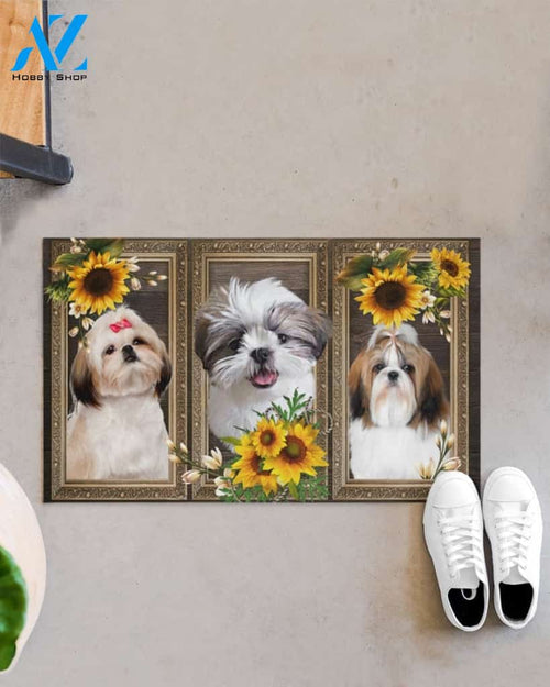 Shih Tzu Lovely Sunflowers Indoor And Outdoor Doormat Gift For Dog Lovers Birthday Gift Decor Warm House Gift Welcome Mat