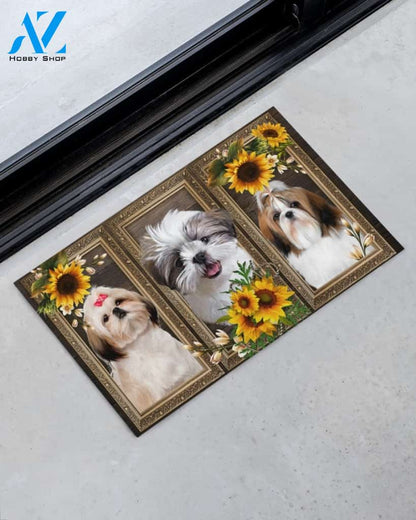 Shih Tzu Lovely Sunflowers Indoor And Outdoor Doormat Gift For Dog Lovers Birthday Gift Decor Warm House Gift Welcome Mat