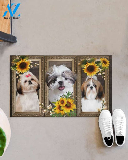 Shih Tzu Lovely Sunflowers Indoor And Outdoor Doormat Gift For Dog Lovers Birthday Gift Decor Warm House Gift Welcome Mat