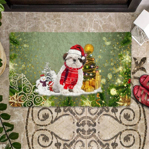 Shih Tzu Merry Christmas Doormat