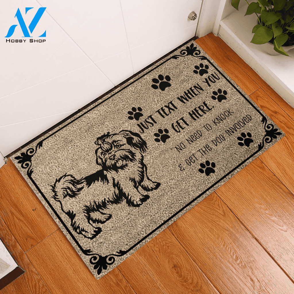 Shih Tzu No need to get the dog involved Rubber Base Doormat | Welcome Mat | House Warming Gift
