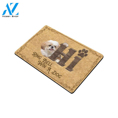Shih Tzu Ring Bell Win A Dog Doormat Indoor And Outdoor Mat Entrance Rug Sweet Home Decor Housewarming Gift Gift For Friend Family Stem Feminist