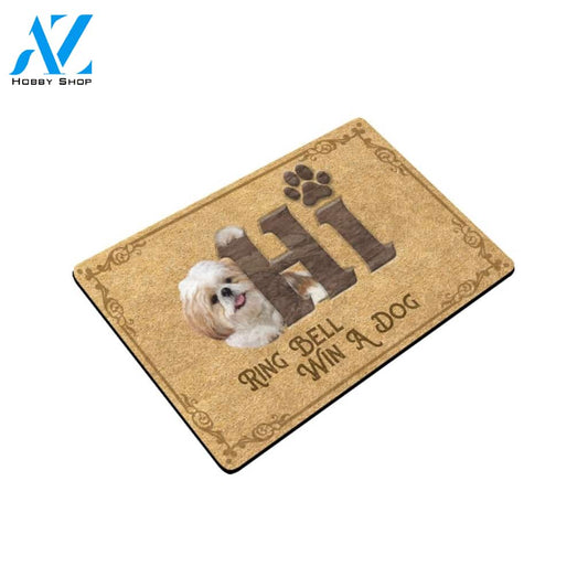 Shih Tzu Ring Bell Win A Dog Doormat Indoor And Outdoor Mat Entrance Rug Sweet Home Decor Housewarming Gift Gift For Friend Family Stem Feminist