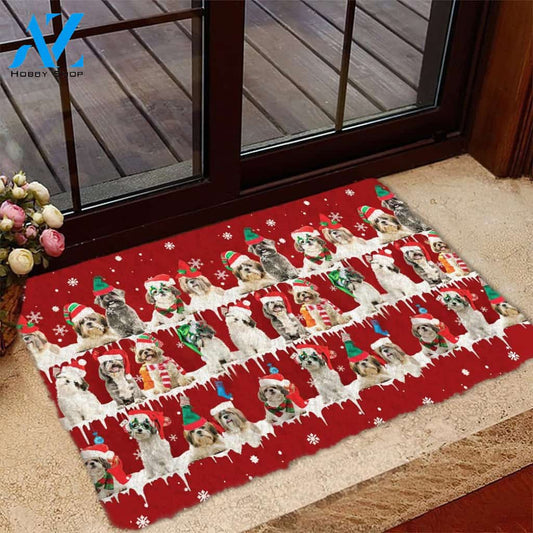 Shih Tzu Snow Merry Christmas Doormat