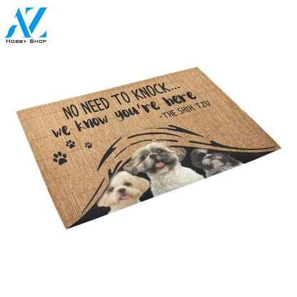 Shih Tzu We Know You’re Here Printed Doormat Home Decor