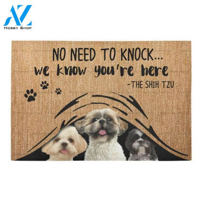 Shih Tzu We Know You’re Here Printed Doormat Home Decor