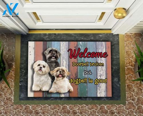 Shih Tzu Welcome Doorbell Broken But Dogbell Is Good Doormat