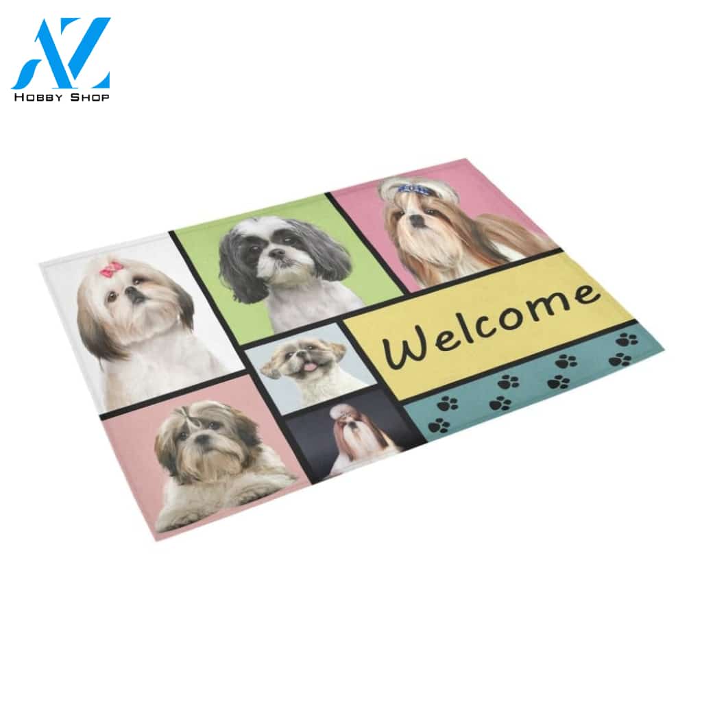 Shih Tzu Welcome Doormat Indoor And Outdoor Mat Entrance Rug Sweet Home Decor Housewarming Gift Gift For Friend Family Stem Feminist