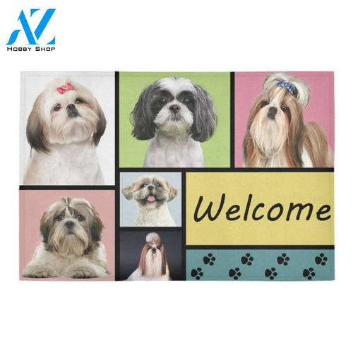 Shih Tzu Welcome Doormat, Gift For Shih Tzu dog lovers, Gift For Friend Family Home Decor Warm House Gift Welcome Mat