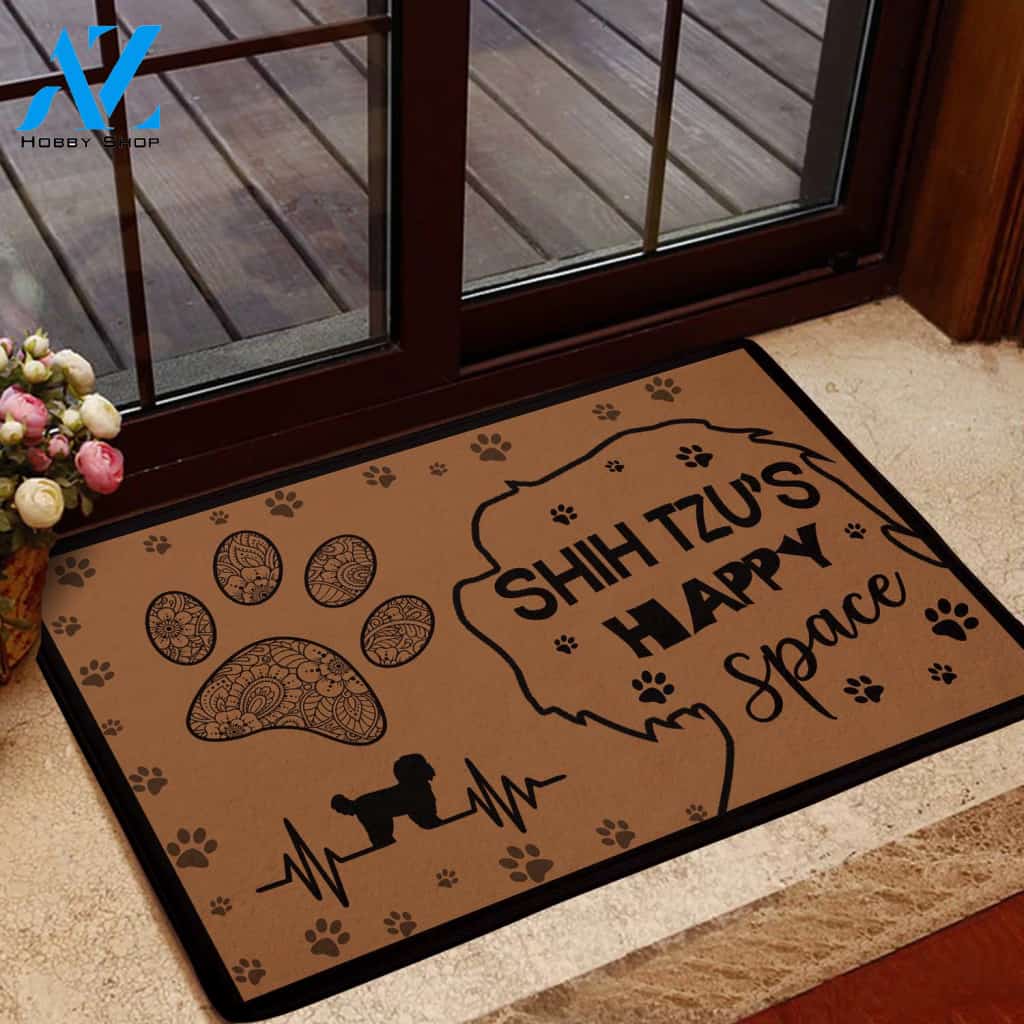 Shih Tzu's Happy Space Funny Indoor And Outdoor Doormat Warm House Gift Welcome Mat Funny Gift For Dog Lovers