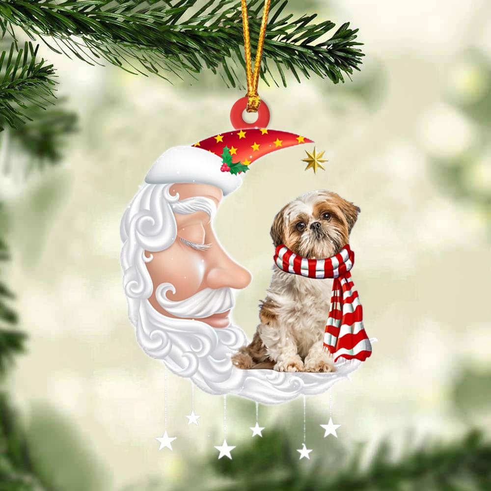 Shih Tzu With Santa Christmas Ornament Dog Christmas Ornament